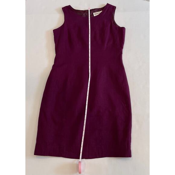 Adolfo Studio Deep Plum Purple Linen Blend Lined Shift Dress, Size 4P - Picture 12 of 14